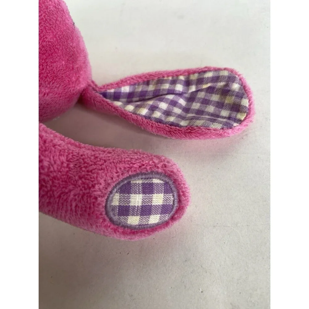 Old Navy Pink Bunny Rabbit Plush Stuffed Animal Toy Purple White Gingham Ears